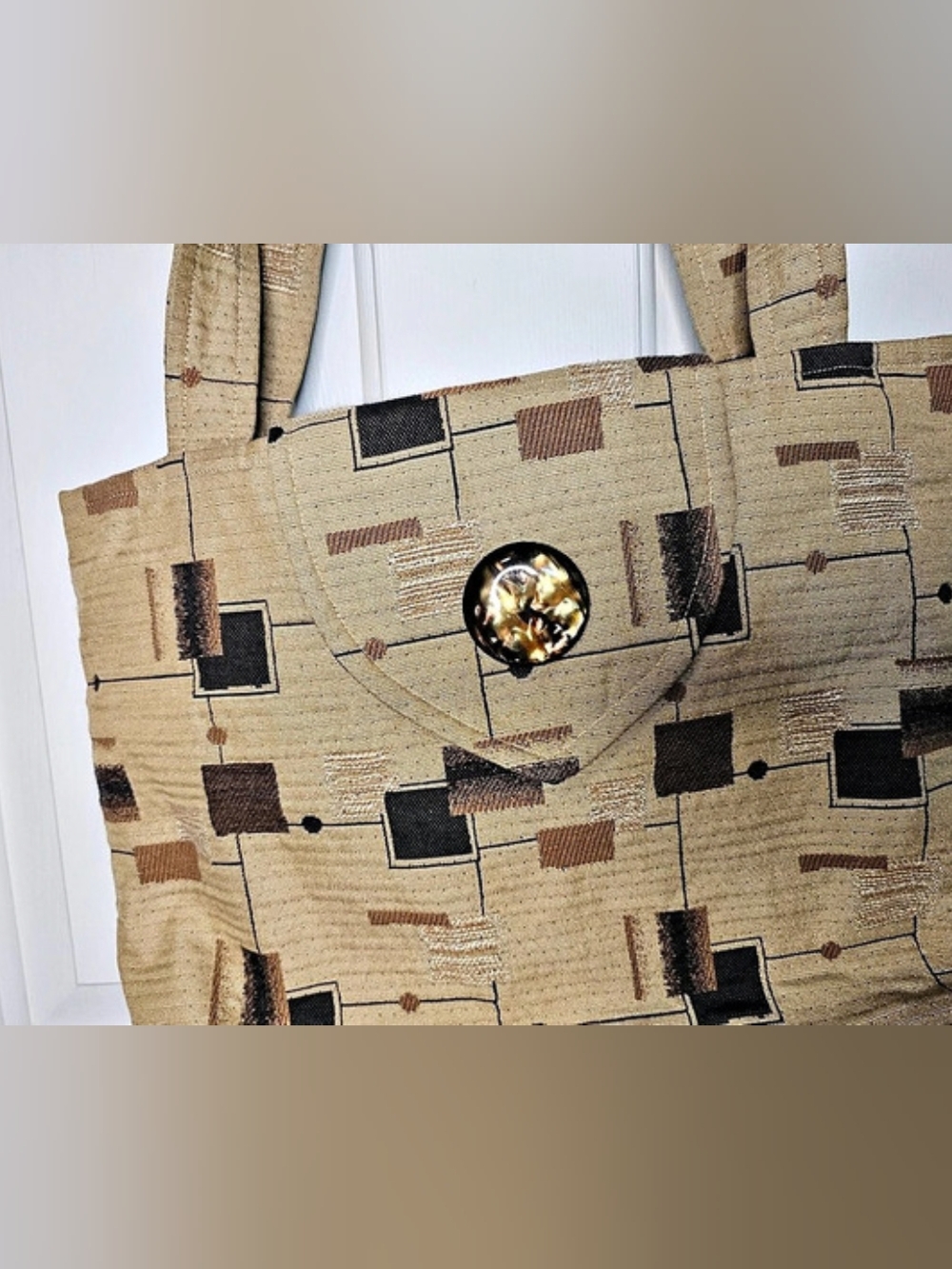Suruchi Geometric Tote in Brown & Tan OS - Picture 3 of 15